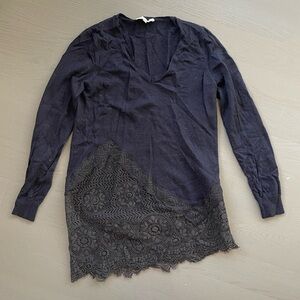 Sandro Asymmetric sweater with lace detailing